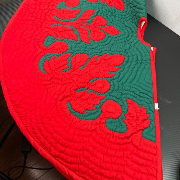 Vintage Quilted Christmas Tree Skirt Red Green Lorenzun Merchandise Philippines - Picture 8 of 9